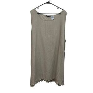 Linen‎ Blend Shift Dress 3X Minimalist Lagenlook Earthy Capsule Neutral Beige